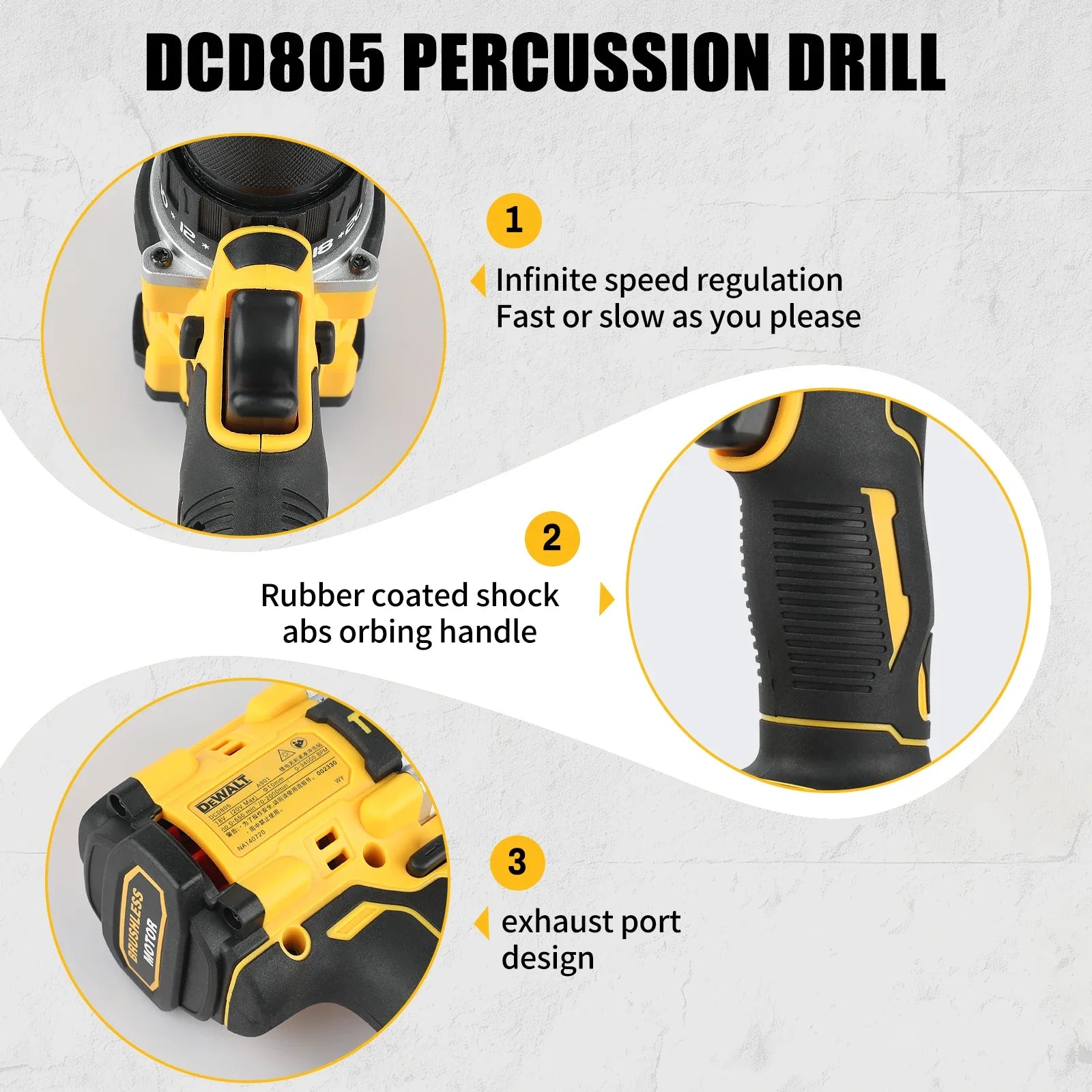 DEWALT DCD805 Brushless Compact 2 - Speed Hammer Drill 15+1 Torque Settings Pivoting LED Bare Machine