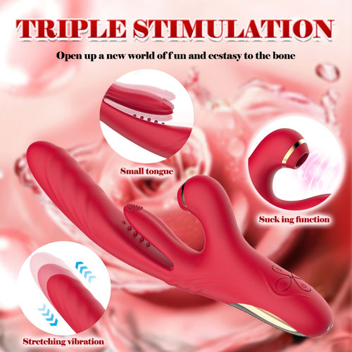 3 In 1 Woman Pleasure Toys Suction Tongue Vibrators For Triple Stimulation
