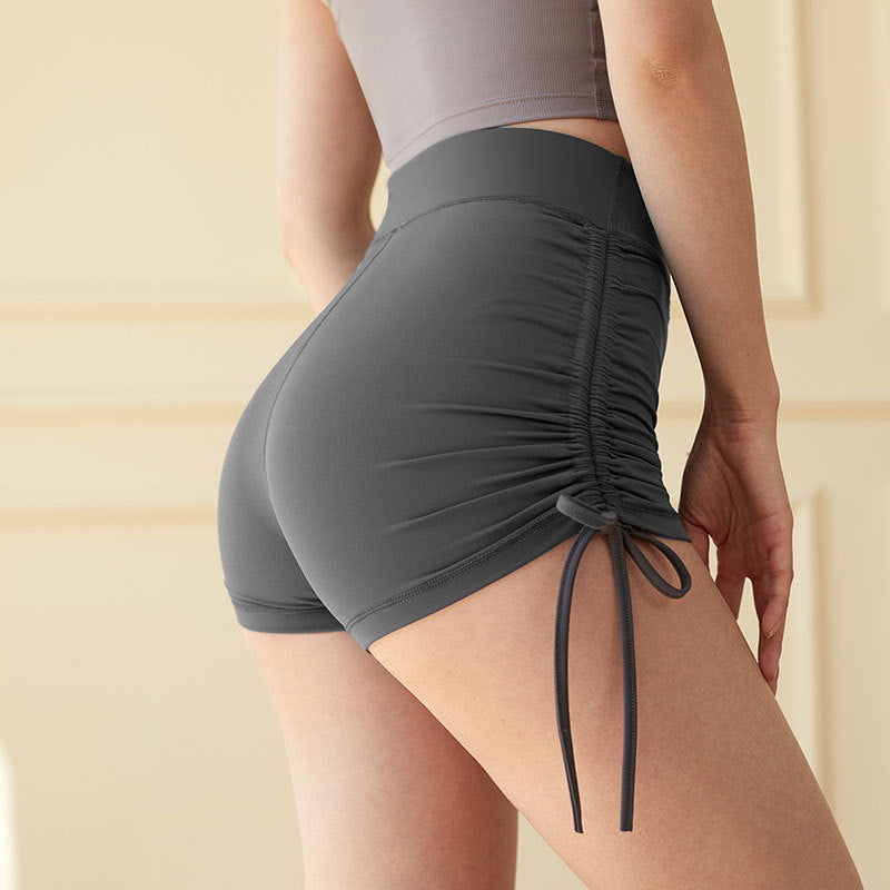 Solid Color High Waist Hip Lift Fitness Three Points Shorts