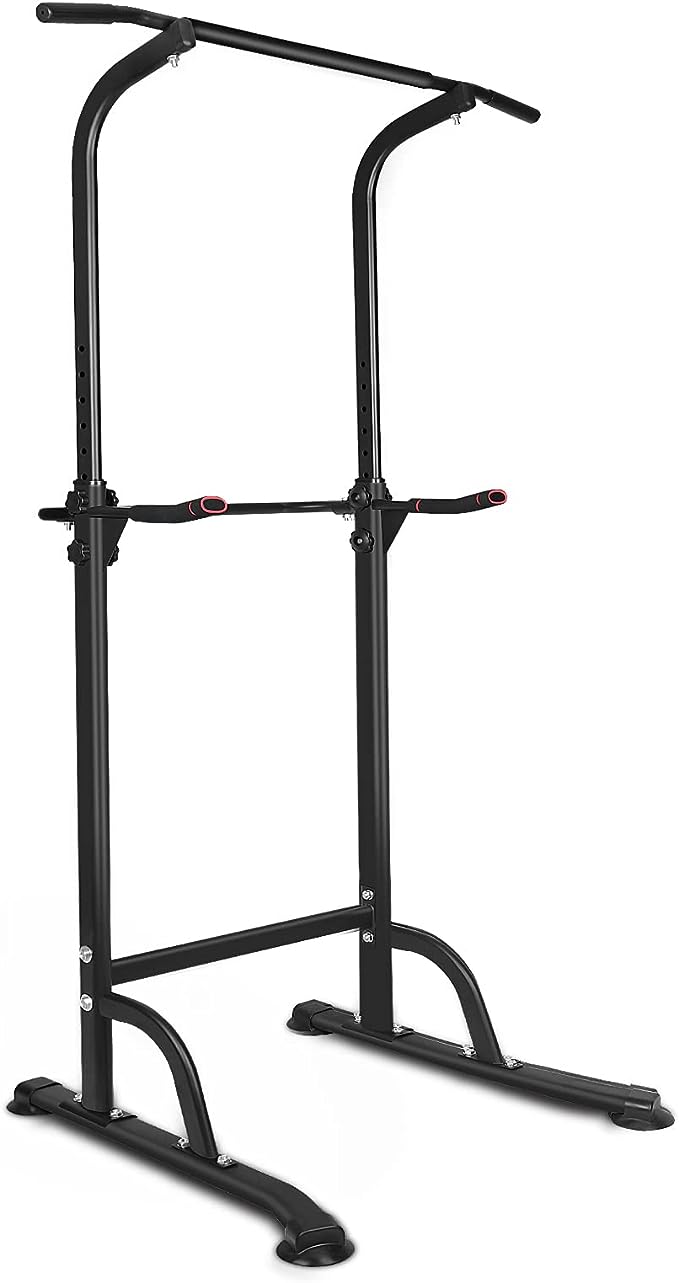 Power Tower Workout Height Adjustable Multi-Functional Dip Station Pull Up Bar, For Home Gym