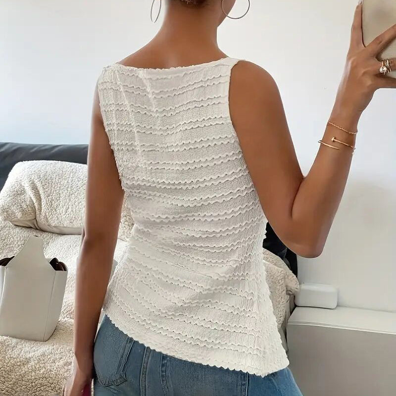 Trendy Square Neck Button Up Vest Top