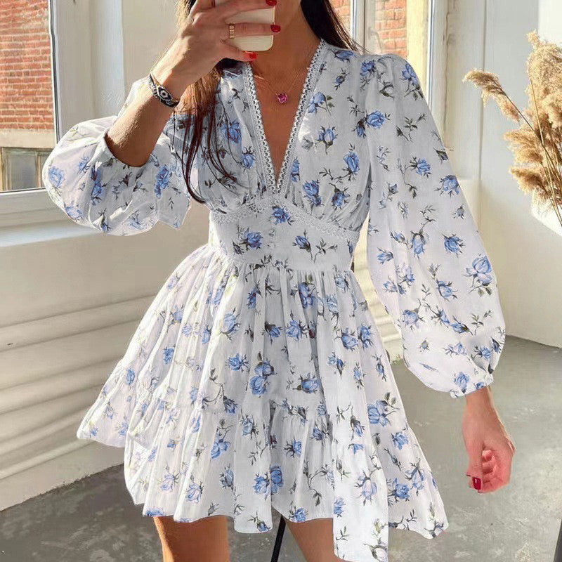 Floral Puff Sleeve Mini Dress