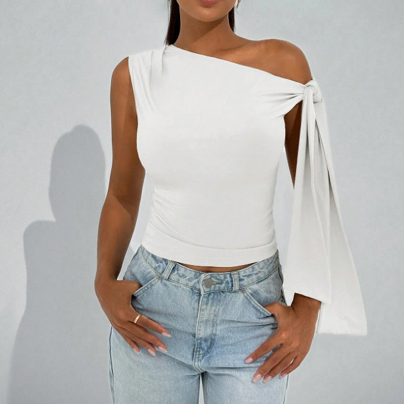 One-shoulder asymmetrical top