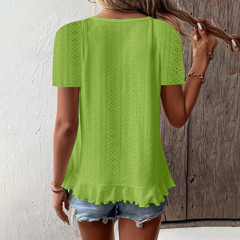 Casual Summer Crew Neck Blouses Top