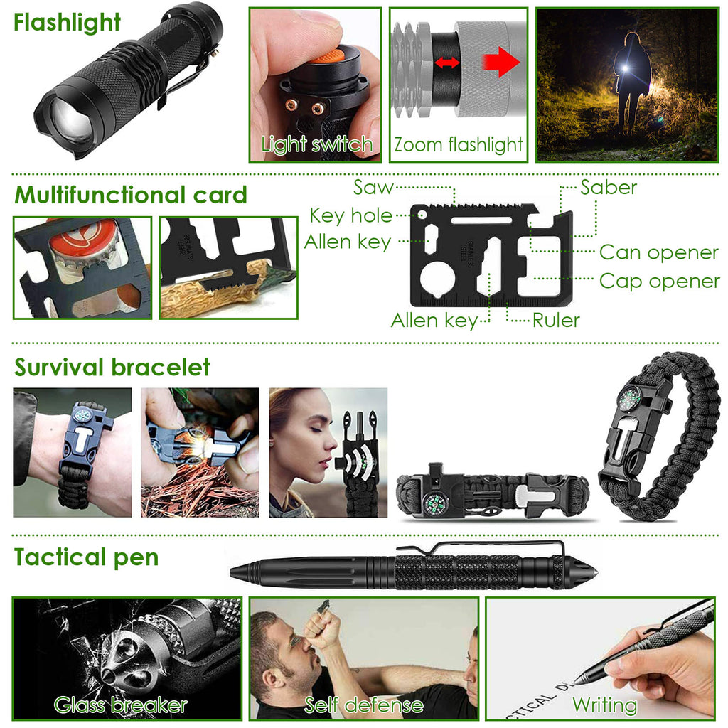 47Pcs Emergency Survival Kit For Hiking Hunting Disaster Camping Adventure
