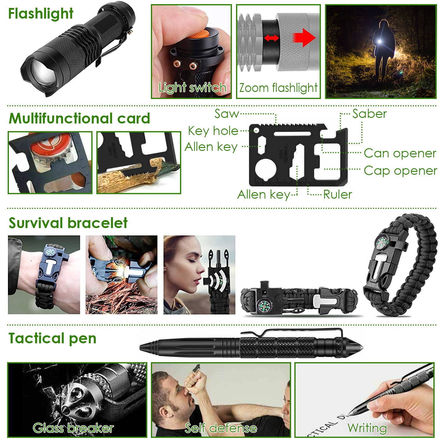 47Pcs Emergency Survival Kit For Hiking Hunting Disaster Camping Adventure