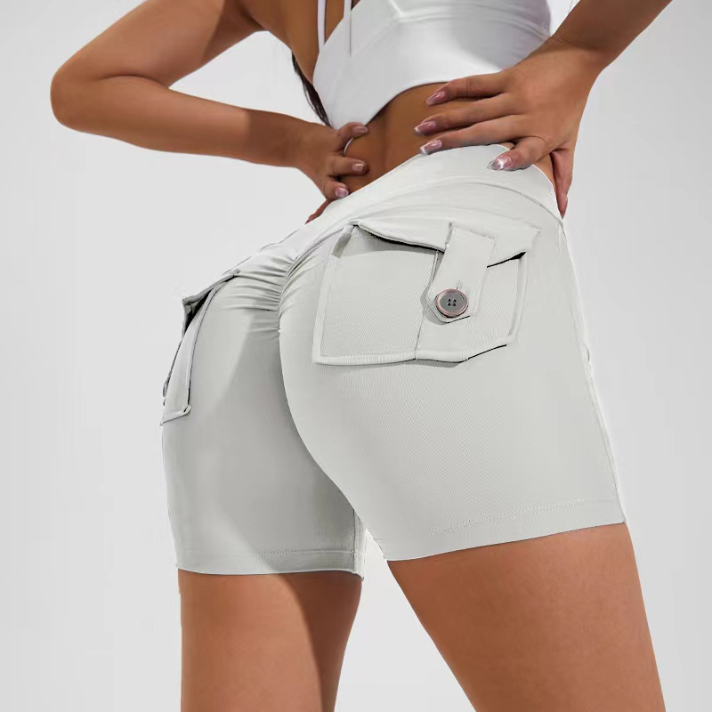 Premium High Waist Hip Lifting Shorts With Pockets Quick Dry