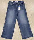 Dark Blue High-Waisted Flare Wide-Leg Pants