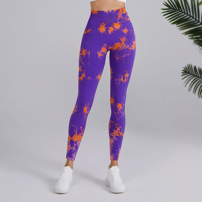 Tie-dye Printed Seamless High-waisted Hip-lifting  Fitness Leggings