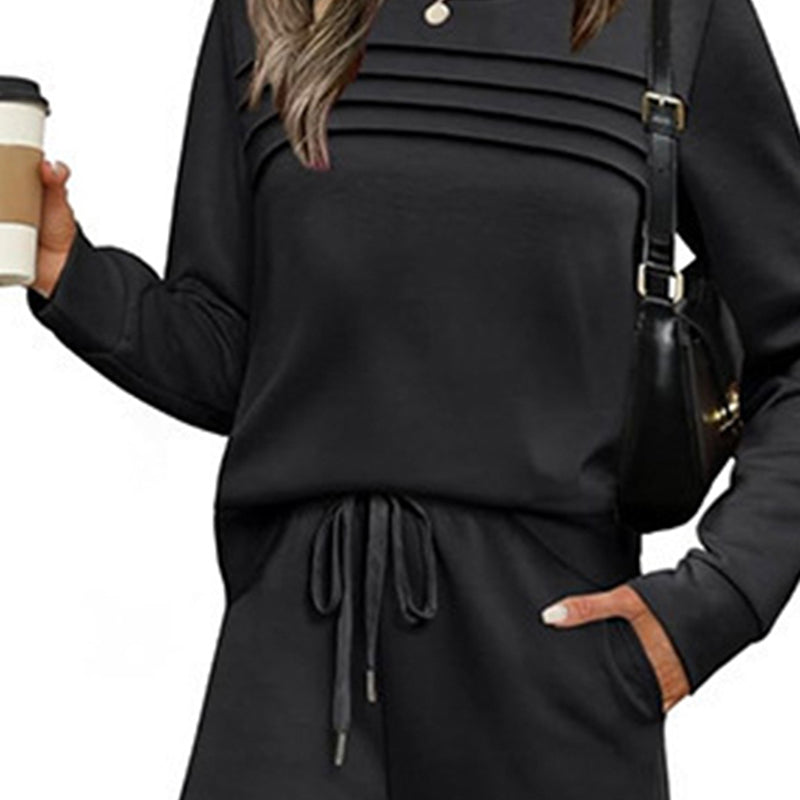 Crew Neck Long Sleeve Ruffle Design