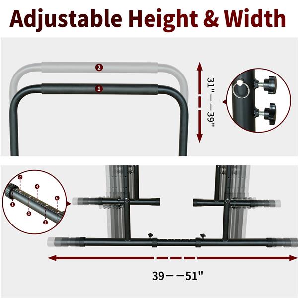 Power Tower Pull Up Rod Stand, Adjustable Height Heavy Duty Multi Functional