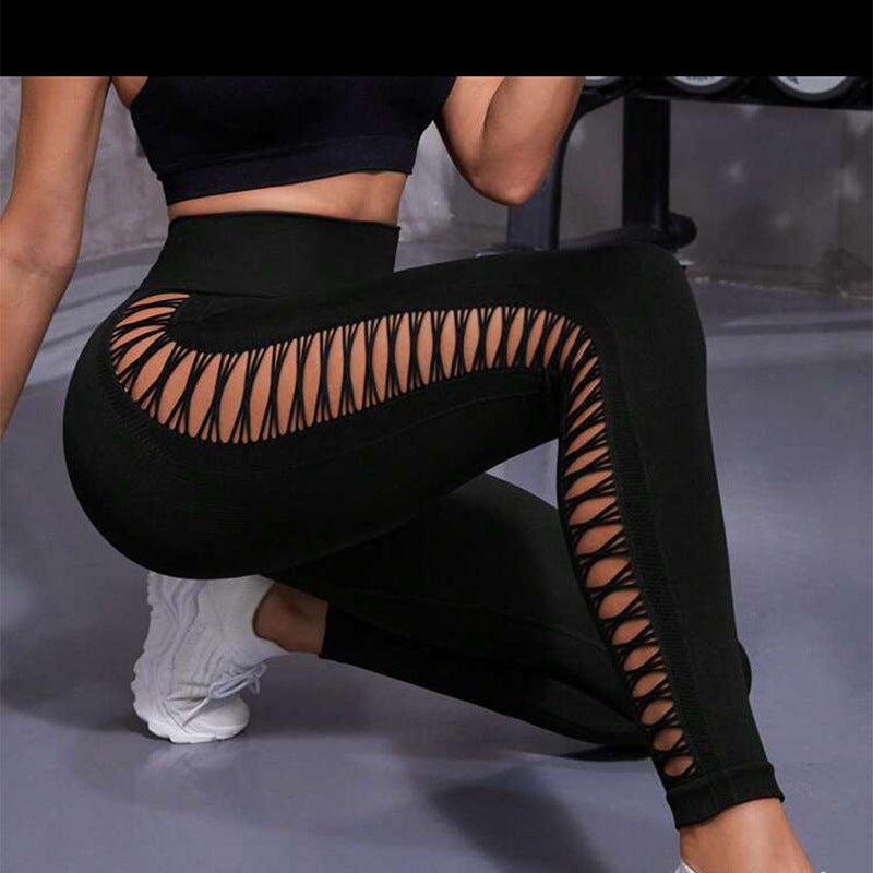 Hollow Tie Dye Printed High Waist Butt Lift Seamless Leggings