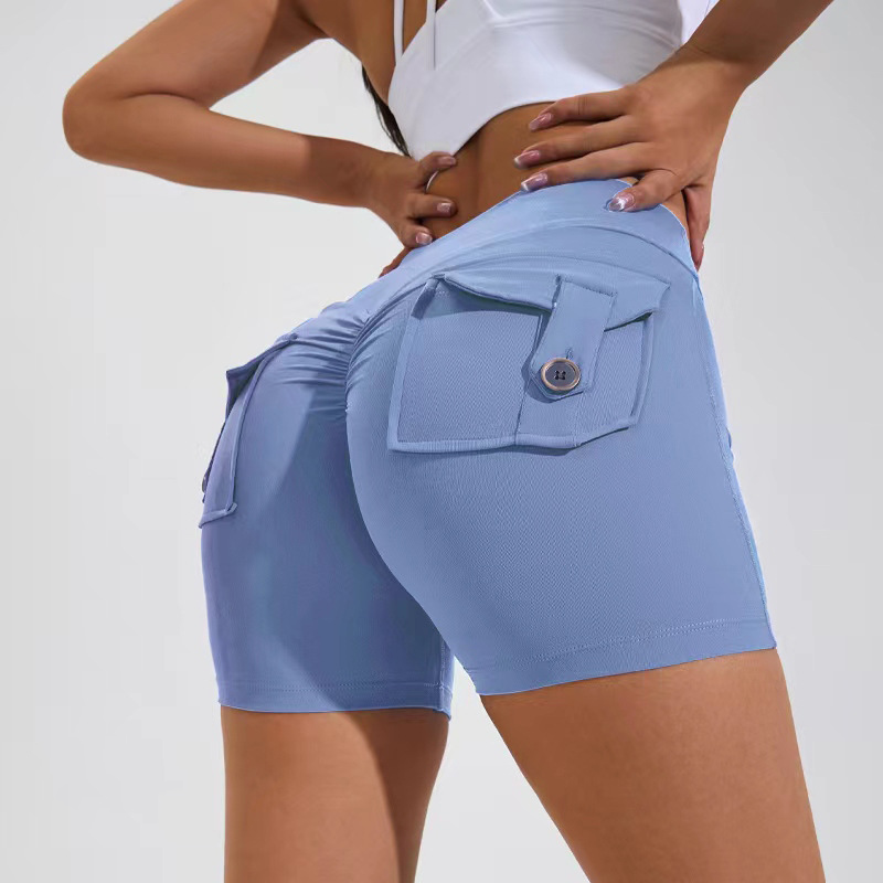 Premium High Waist Hip Lifting Shorts With Pockets Quick Dry