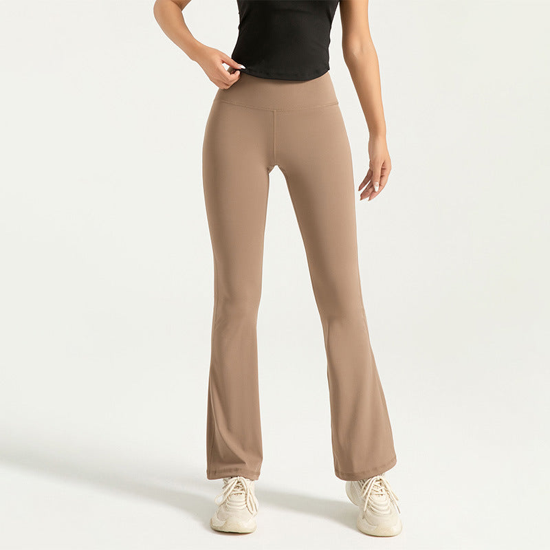 High Waist Hip Lift Legging Bell-bottom Pants Nude Feel Fitness