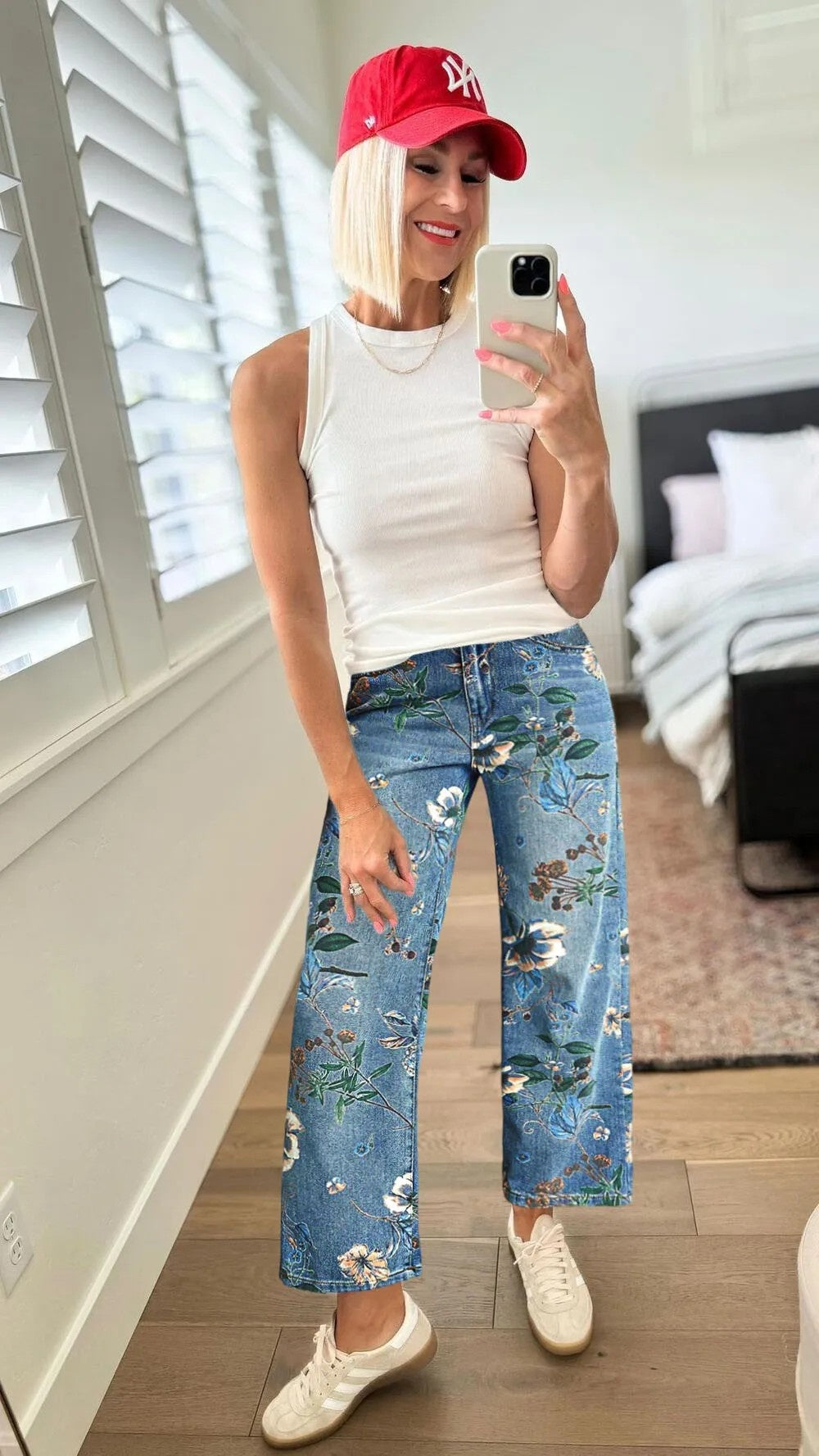 Scorpio™ Relaxed Baggy  Floral Print Wide Blue Denim