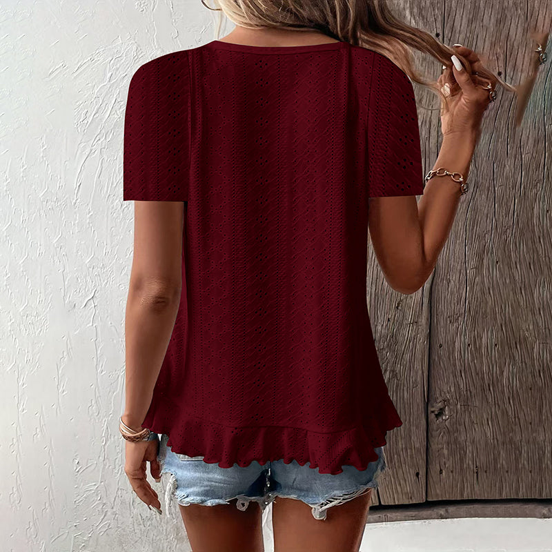 Casual Summer Crew Neck Blouses Top