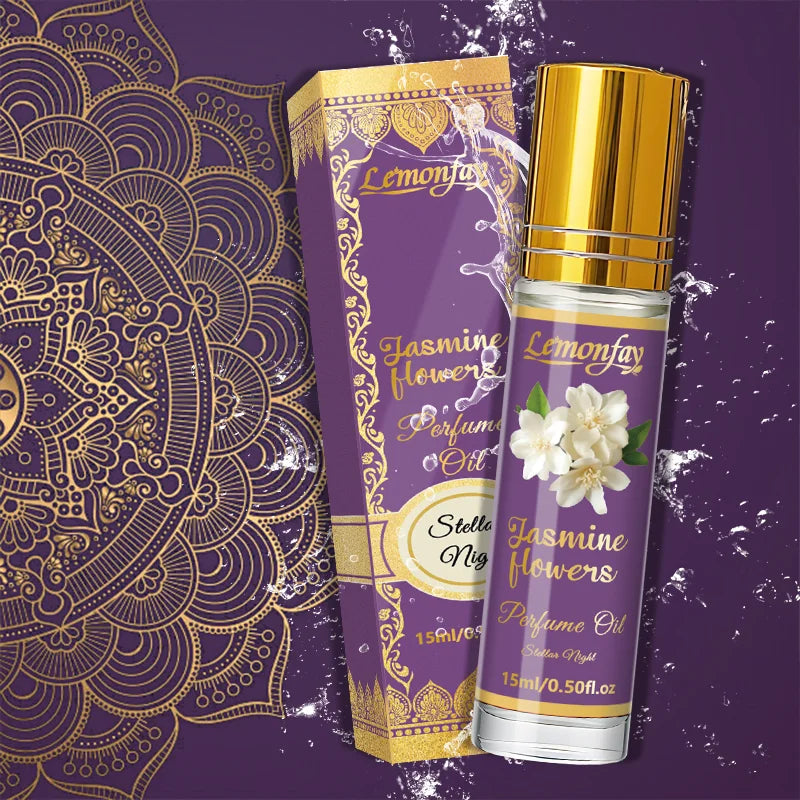 Lemonfay Jasmine Flowers Perfume Oil, Stellar Night Fragrance Oil, Long-Lasting Roll-On Perfume for Women, 15ml