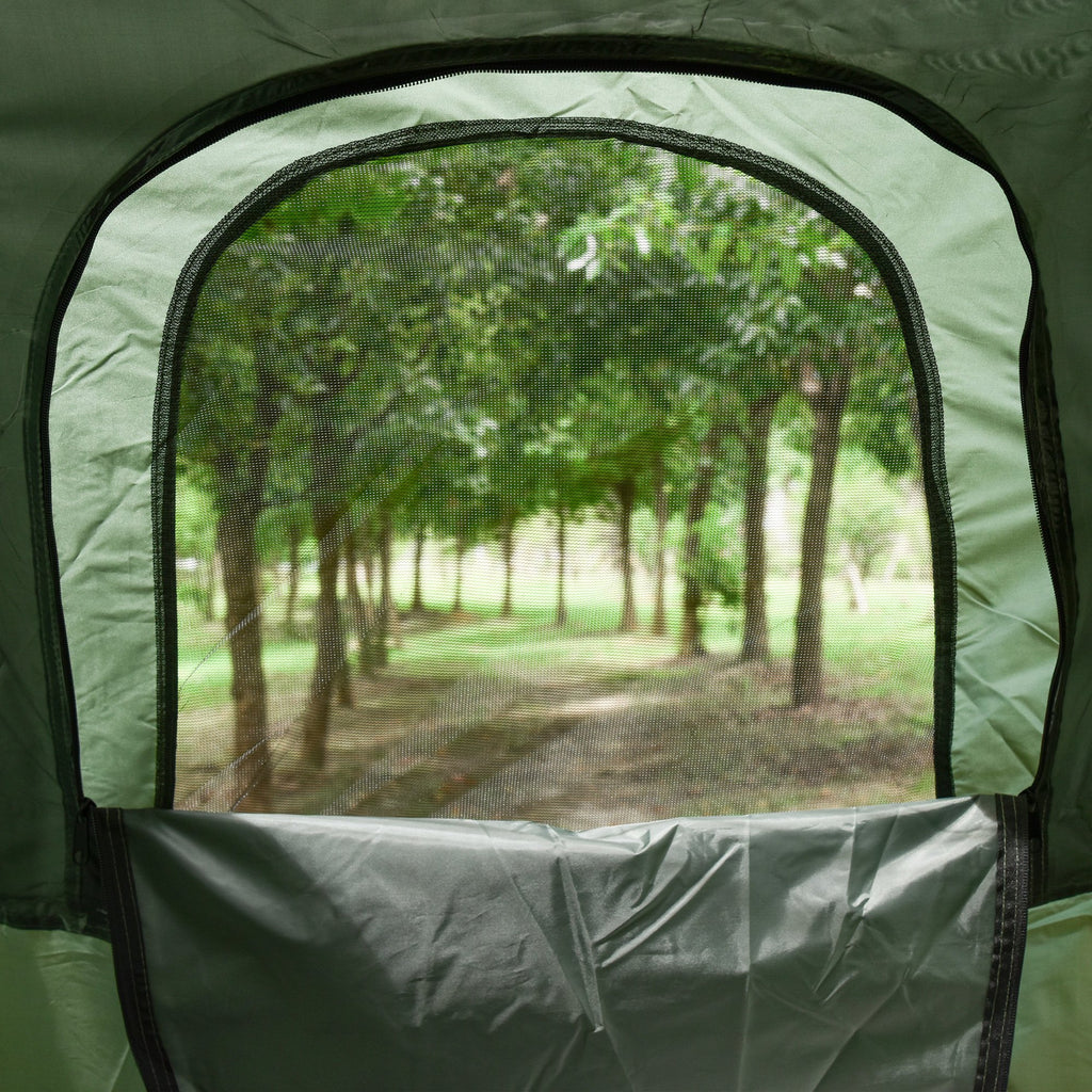 All-in-One Folding Camping Cots for Adults, Elevated Tent with Sleeping Bag, Thick Air Mattress Pad, Portable Single Sleeping Cot Camping Bed