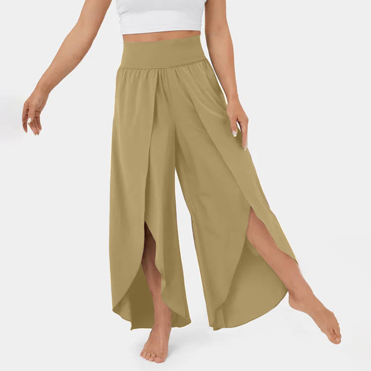 Premium Loose Split Elastic High Waist Wide Leg Trousers