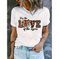 Tiger Print Love Loose Casual  T-Shirt