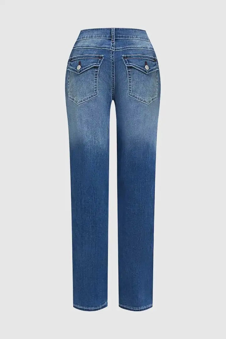 Classic Straight-Leg Blue Denim Jeans