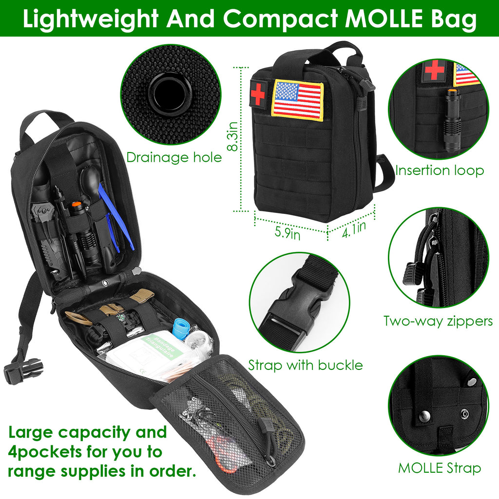 47Pcs Emergency Survival Kit For Hiking Hunting Disaster Camping Adventure