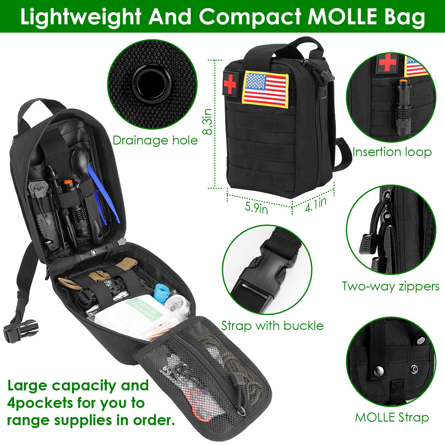 47Pcs Emergency Survival Kit For Hiking Hunting Disaster Camping Adventure