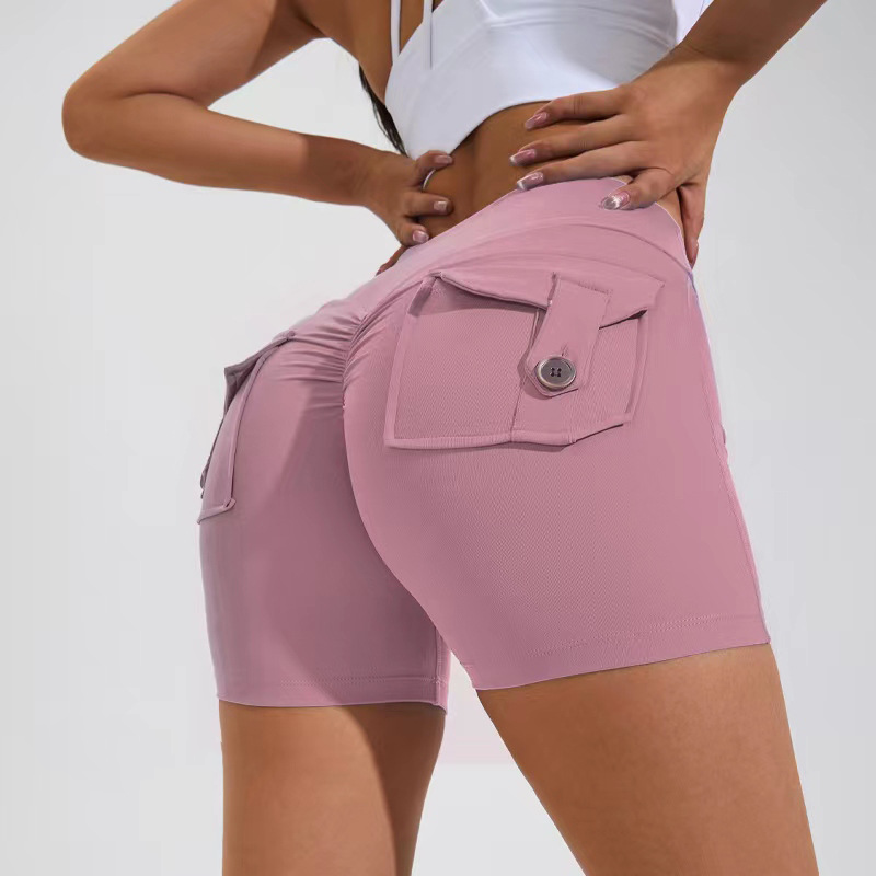 Premium High Waist Hip Lifting Shorts With Pockets Quick Dry